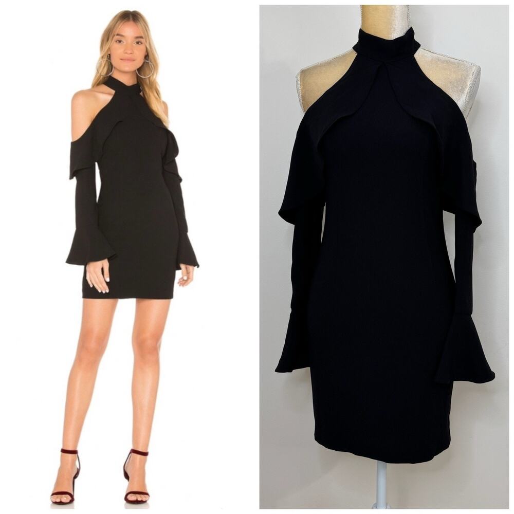 NWT Bardot Nightshade Cold Shoulders Mini Dress Size 4/XS Black Lined